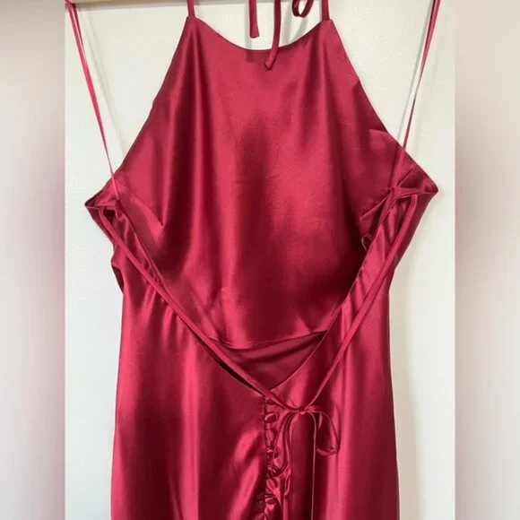 NEW Reformation Jeany Silk Long Dress Backless Formal Sangre Red | Size M - Picture 12 of 13